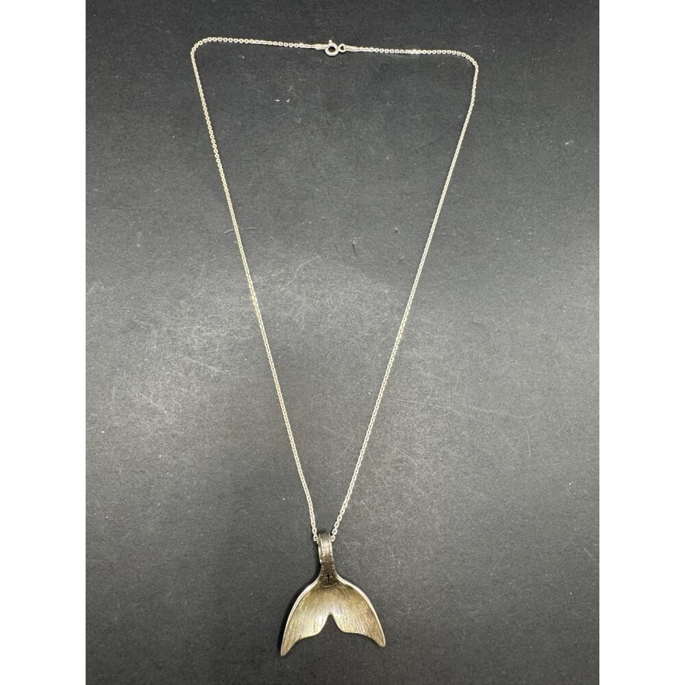 Vintage Han Dolphin Tail 925 Sterling Silver Luck Charm Pendant Necklace 18"